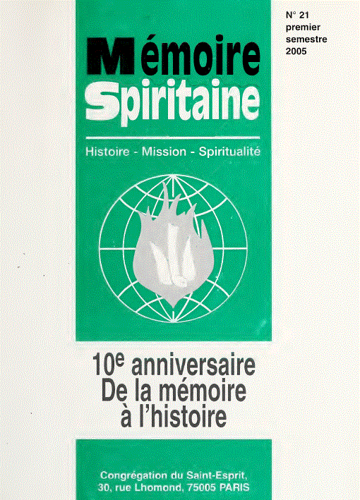 Cover of Mémoire Spiritaine Number 21