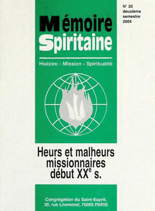 Cover of Mémoire Spiritaine Number 20