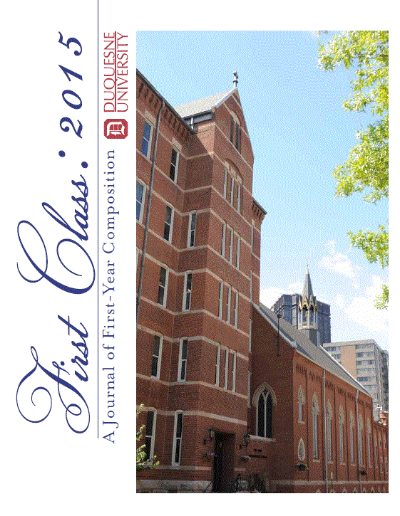 First Class A Journal of First-Year Composition cover, showing a view from the side of Old Main and the chapel