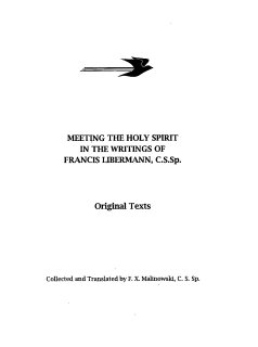 Meeting the Holy Spirit in the Writings of Francis Libermann